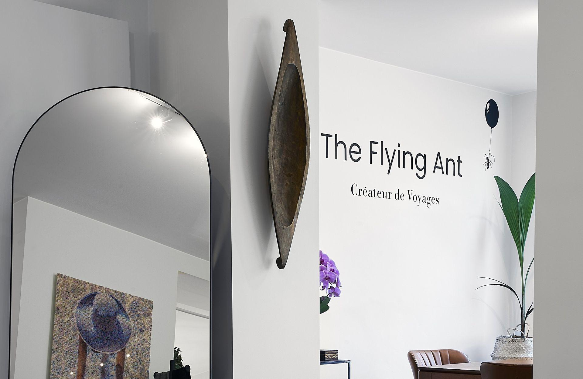 Espace The Flying Ant chez MIRA avec miroir et oeuvres d'art