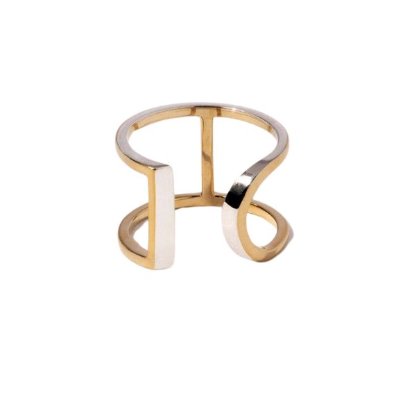 Bague architecturale minimaliste en or