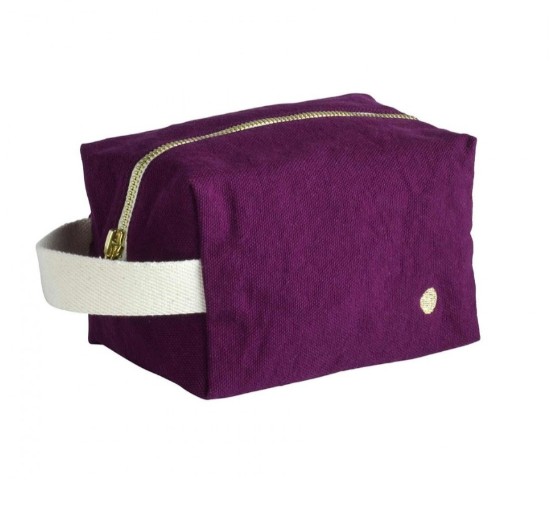 Pochette en tissu prune avec fermeture dorée